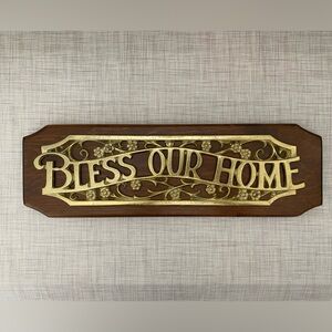 Vintage 'Bless Our Home' Sign